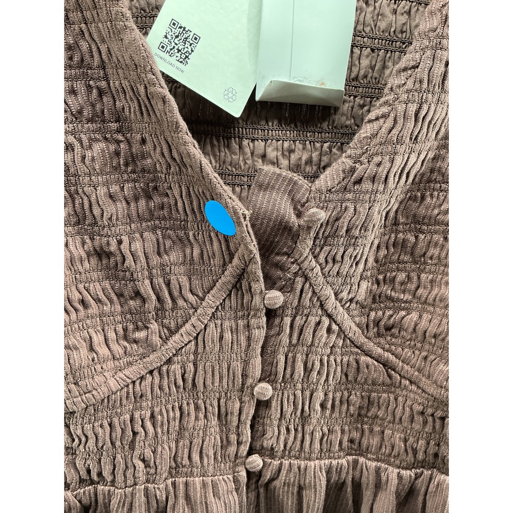 Organic Textured Cotton Smocked V-Neck Midi Dress - Picture 3 of 3